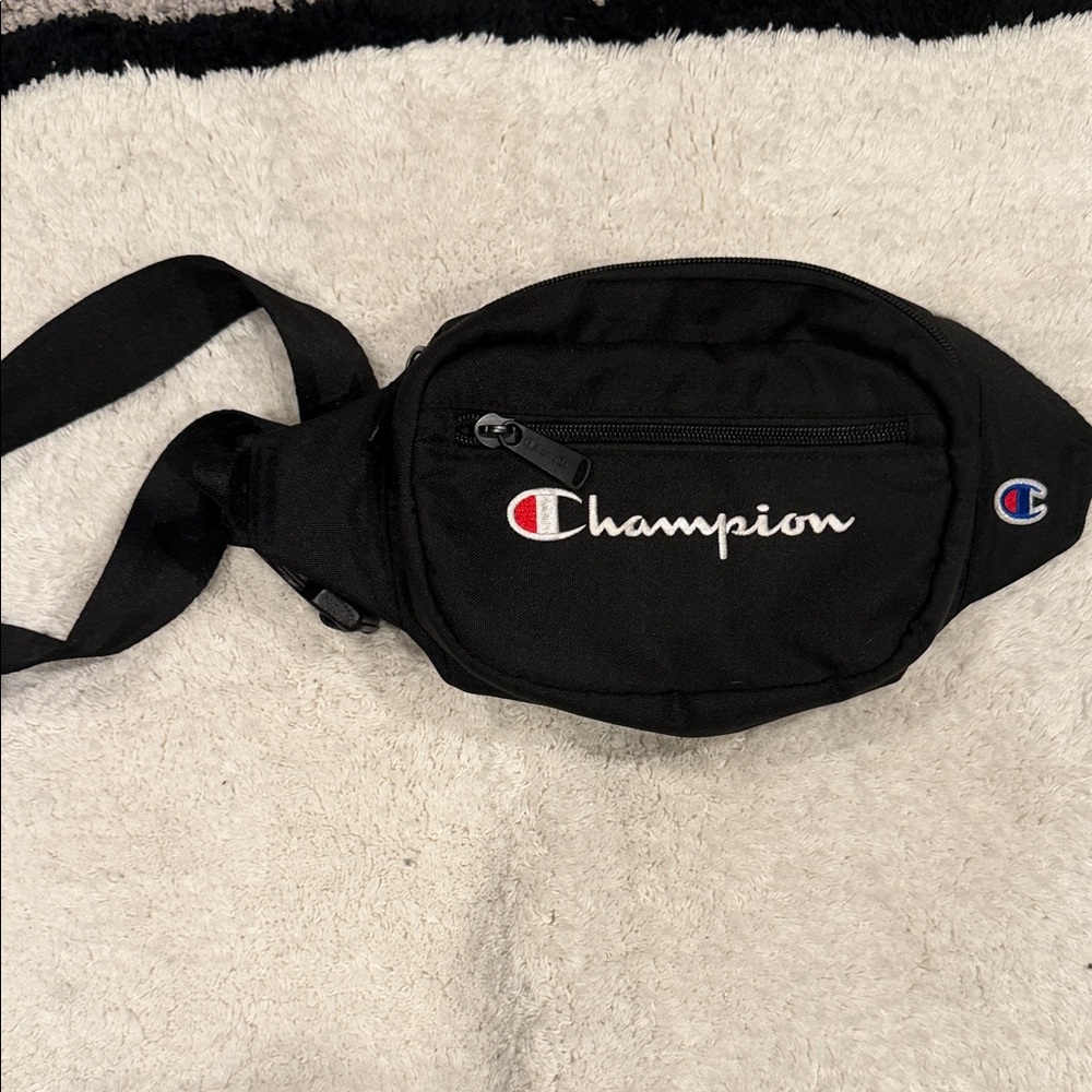 Champion Black Waist Pack with Embroidered Logo